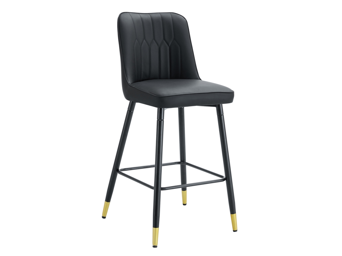 Conjunto de 2 Bancos de Bar, 100 Cm, couro sintético preto, estrutura metálica