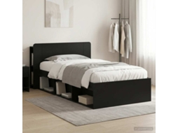 Vidaxl Estrutura De Cama Com Armazenamento Preto 75 X 190 Cm