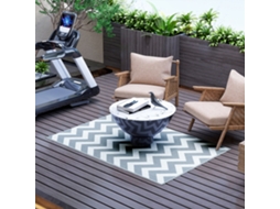 Tapete Outdoor Impermeável, Fibra Plástica, Dupla Face, Cinza Branco, 121x182 cm | S/MARCA