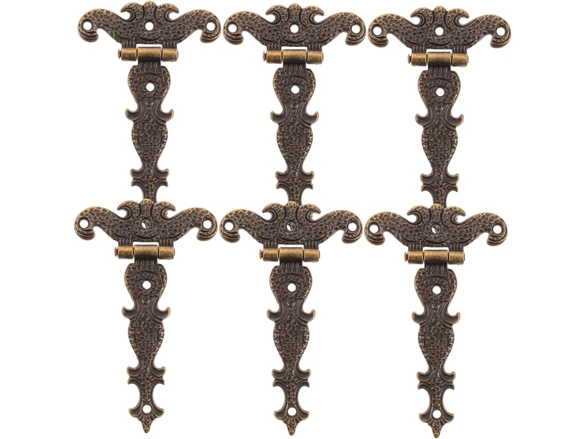 Conjunto De 6 Dobradiças Decorativas Retrô Para Caixas Joias Madeira,