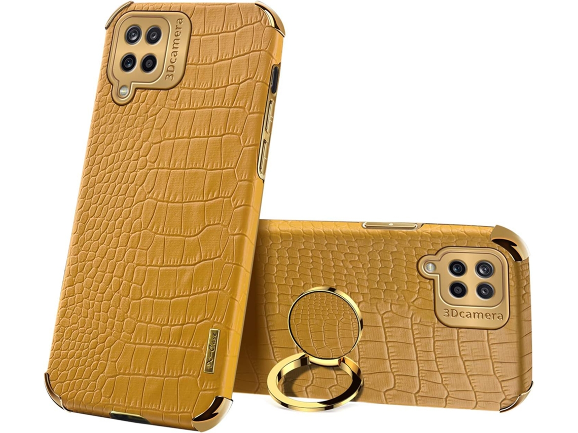 Capa Anel Titular Plutônio para Samsung Galaxy A12 HONGWE. Magnética Amarelo