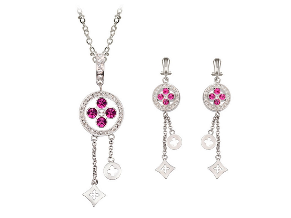 Jóias Conjunto Pendente Zircão Cristal Brincos Colar