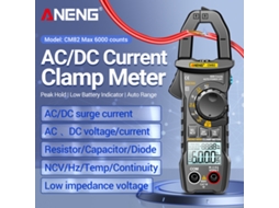 Multímetro Clamp Digital Aneng Cm82 6000 Counts True Rms 600v 600a