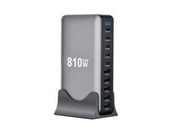 Ymx-810w Carregador Usb Pd De 810w Com 10 Portas,5 Usb-a 5 Usb-c,carregamento Rápido Pd Qc, Esta??o De Carregamento De Mesa