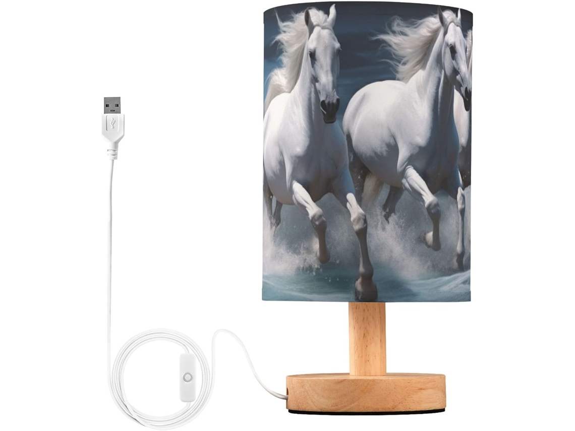 Abajur De Cabeceira Em Forma Cavalo Branco Com Porta Usb, Sem Necessidade De Lâmpada, Luz Led Quente Para Quarto, Sala