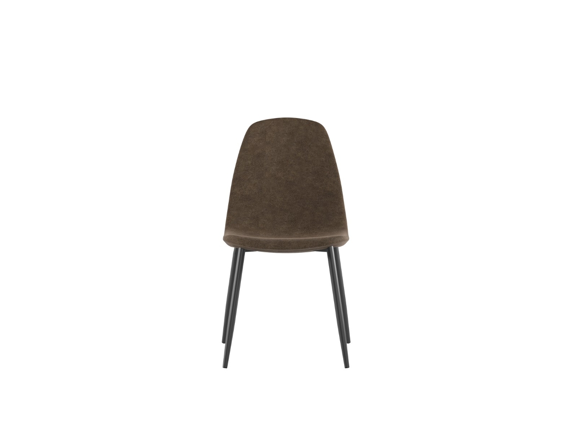 Cadeira Brigitte Em Couro Sintético Vintage Moka Com Estrutura De Metal Antracite - Assento Acolchoado Em Design Industrial Moderno - 4 Peças
