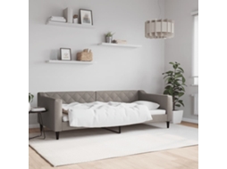 Vidaxl Sofá-cama 90x200 Cm Tecido Cinzento-acastanhado