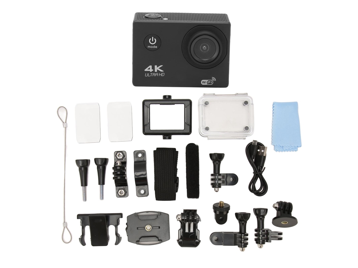 Câmera De Ação 4k Hd Impermeável 30m Tela 2.0 Polegadas Wifi Para Mergulho Esportes Outdoor Preta