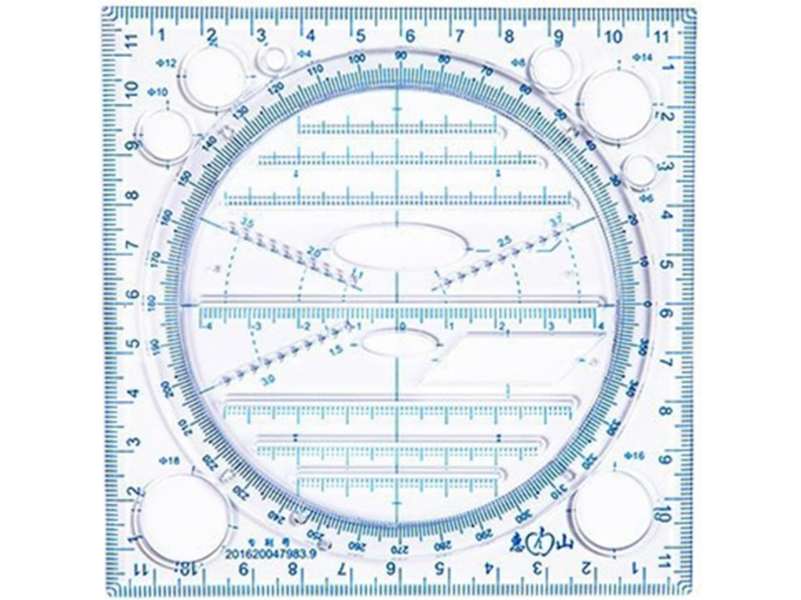 Régua de Medição Matemática, Régua do Bêbado, Material Escolar Geométrico Giratório para Desenho, Ferramenta Educacional