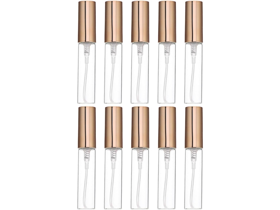 Nuobesty De 10 Mini Frascos De Vidro Transparente Recarregáveis Com Spray, 5ml