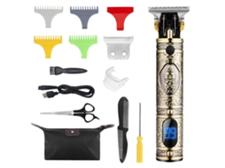 Aparelho De Cortar Cabelo Elétrico Com Corpo Todo Em Metal, Tela Lcd, Motor Potente E 4 Pentes Limitadores - Kit Profissional