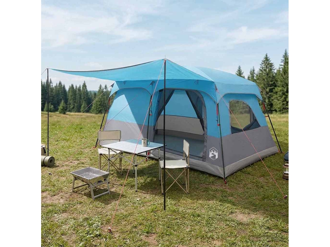 Vidaxl Barraca Familiar 10 Pessoa Azul Poliéster E Aço