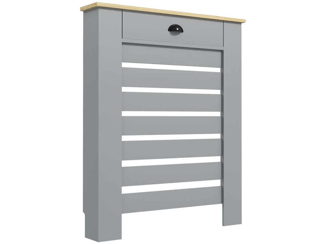 Aquecedor Mdf Ripado com Grelha e Gaveta 78x19x95,5 Cm Cinza BTFORUS