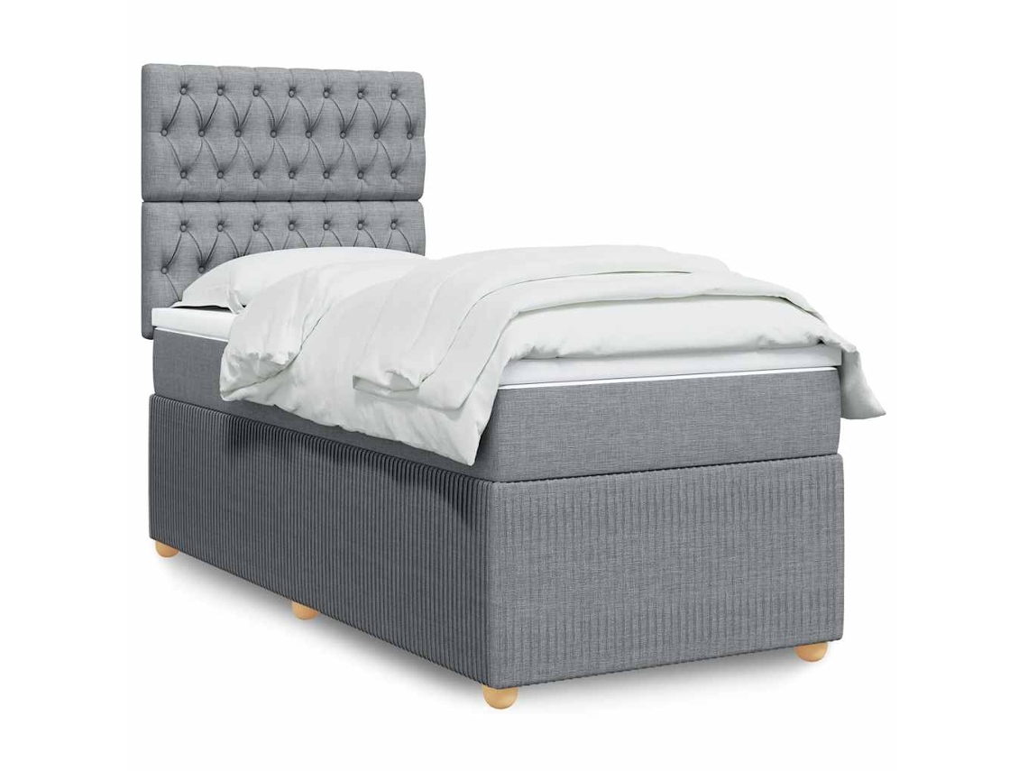 Vidaxl Cama Com Molas/colchão 80x200 Cm Tecido Cinza-claro