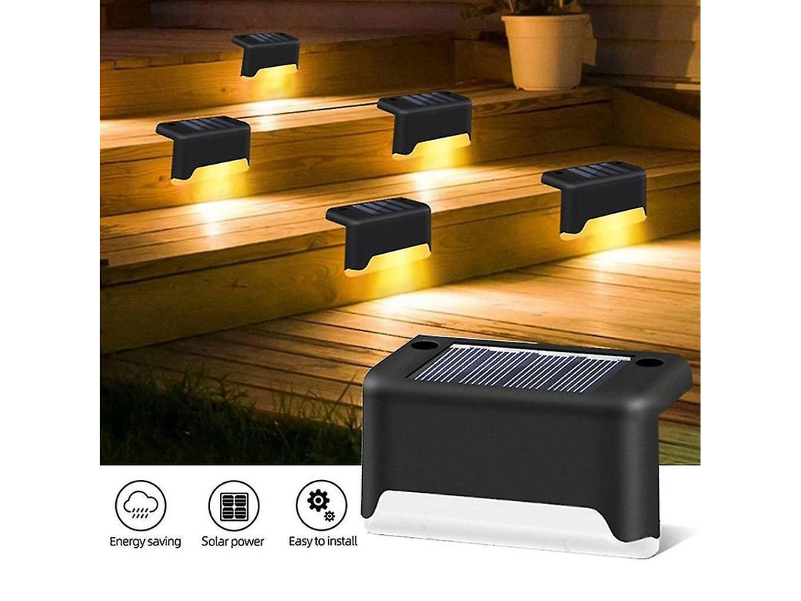 Lâmpada Solar Exterior Led Para Escadas Terraço Perto De Patios Impermeável 3 Lumens Luz Branca Quente 2pc