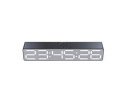 Barra De Som Com Relógio Digital, Acabamento Espelhado, Alto-falante Estéreo De Mesa Bluetooth 5.0, Controlável Por Aplicativo (preto).