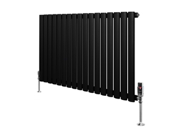 Radiador Oval De Coluna Única 600x1020 Mm - Preto, 970w, Aço Carbono, Válvulas Termostáticas Cromadas, Suportes E Kit
