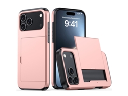 Capa Para Celular Com Porta-cartões Para Iphone 17 Pro Max - Ouro Rosa
