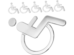 Conjunto de 6 Placas de Banheiro Acessível para Pessoas com Deficiência, em Abs Prateado. SFUSHOS