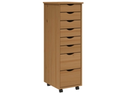Rolling Cabinet, Rolling Cabinets Vidaxl Marrom Madeira De Pinho (34 X 39 X 103 Cm)