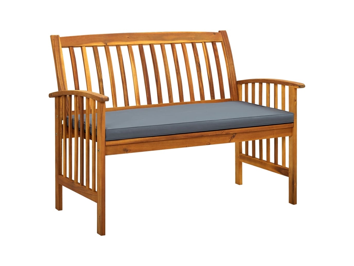 Vidaxl Banco De Jardim C/ Almofadão 119 Cm Madeira De Acácia Maciça