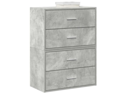 Vidaxl Armários Com 4 Gavetas 2 Pcs 60x31x40 Cm Cinzento Betão