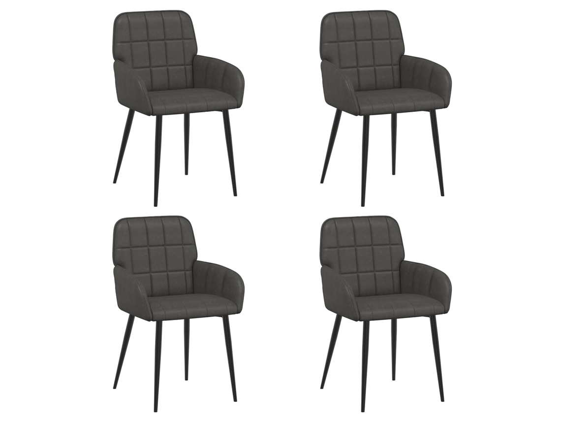 Conjunto 4 Cadeira De Jantar Vidaxl Preto Couro Sintético (57 X 50 X 85 Cm)