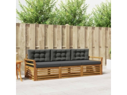 Vidaxl Conjunto De Sofás Para Exterior 3 Pcs Natural E Antracite