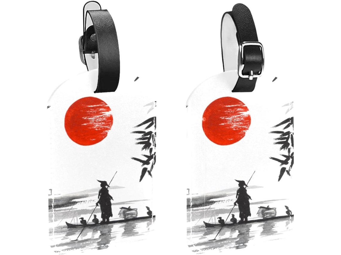 Conjunto De 2 Etiquetas Bagagem Tradicionais Japonesas Em Couro Sintético Proteção Da Privacidade