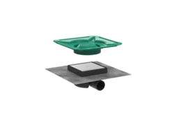 HANSGROHE Raindrain Spot Conjunto Completo 150/150 Dreno de Pontos Azulejado na Parte de Trás e Conjunto de Instalação Aço Inoxidável Escovado