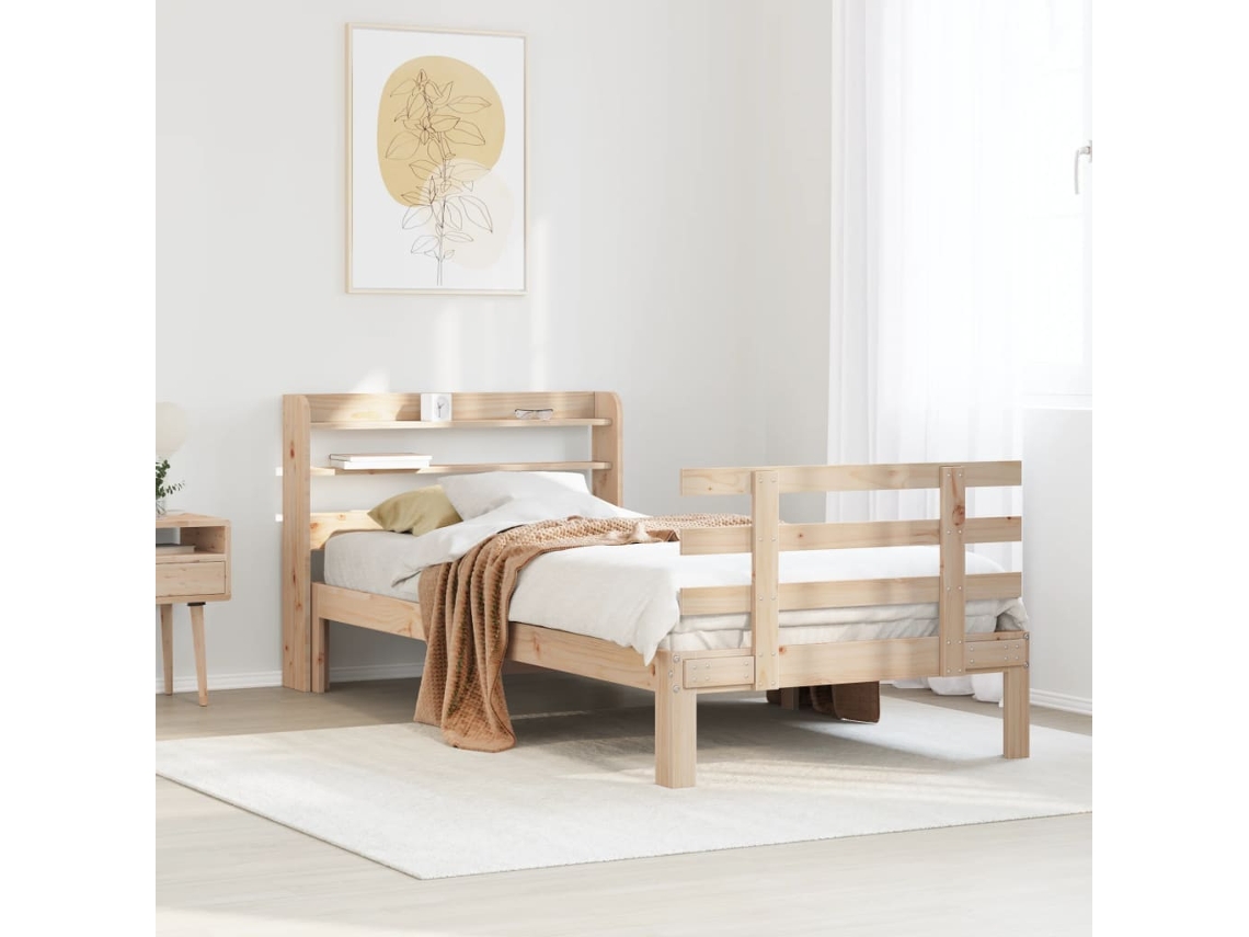 Vidaxl Estrutura De Cama Com Cabeceira 90x190 Cm Pinho Maciço