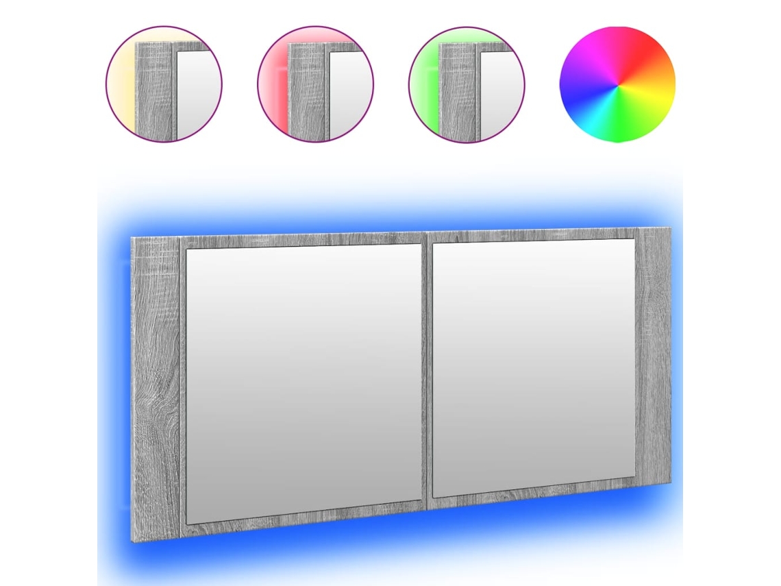Led Mirror Cabinet, Led Mirror Cabinets Vidaxl Cinzeto Madeira Processada (n/a)