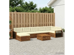 Vidaxl Conjunto De Sofás Para Exterior 8 Unid. Natural E Creme
