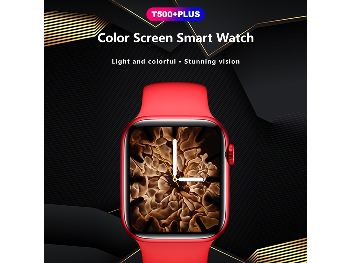 Pulseira Inteligente T500+plus Relógio Esportivo Com Tela Touch 1.75 Polegadas Monitor De Pressão Arterial Frequência Cardíaca Ip67