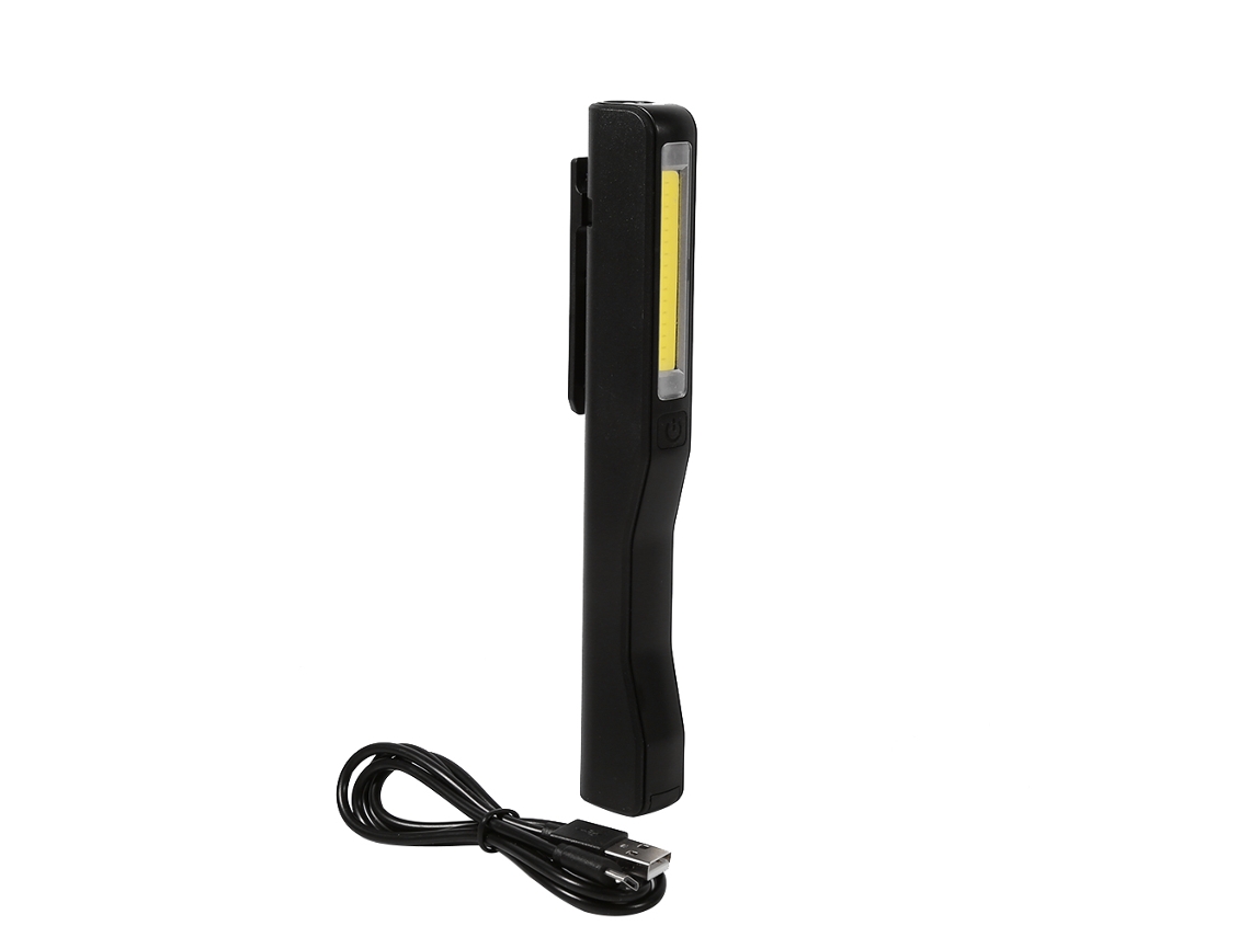 Lanterna Led Portátil Recarregável Usb com Clip e Ímã Flexível Preta | S/MARCA