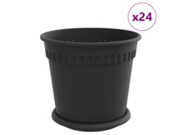 Conjunto 24 Vasos De Plantas Modernos Vidaxl Preto Plástico (ø 19 X 16 Cm)