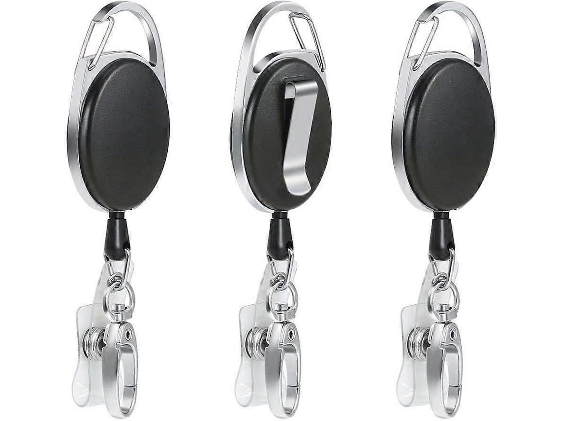 Porta-chaves Retrátil Com Mola Reforçada E Cordão Resistente, Ideal Para Crachás De Identificação, Com Clipe Para Cinto, Argola Para Chaves E Gan