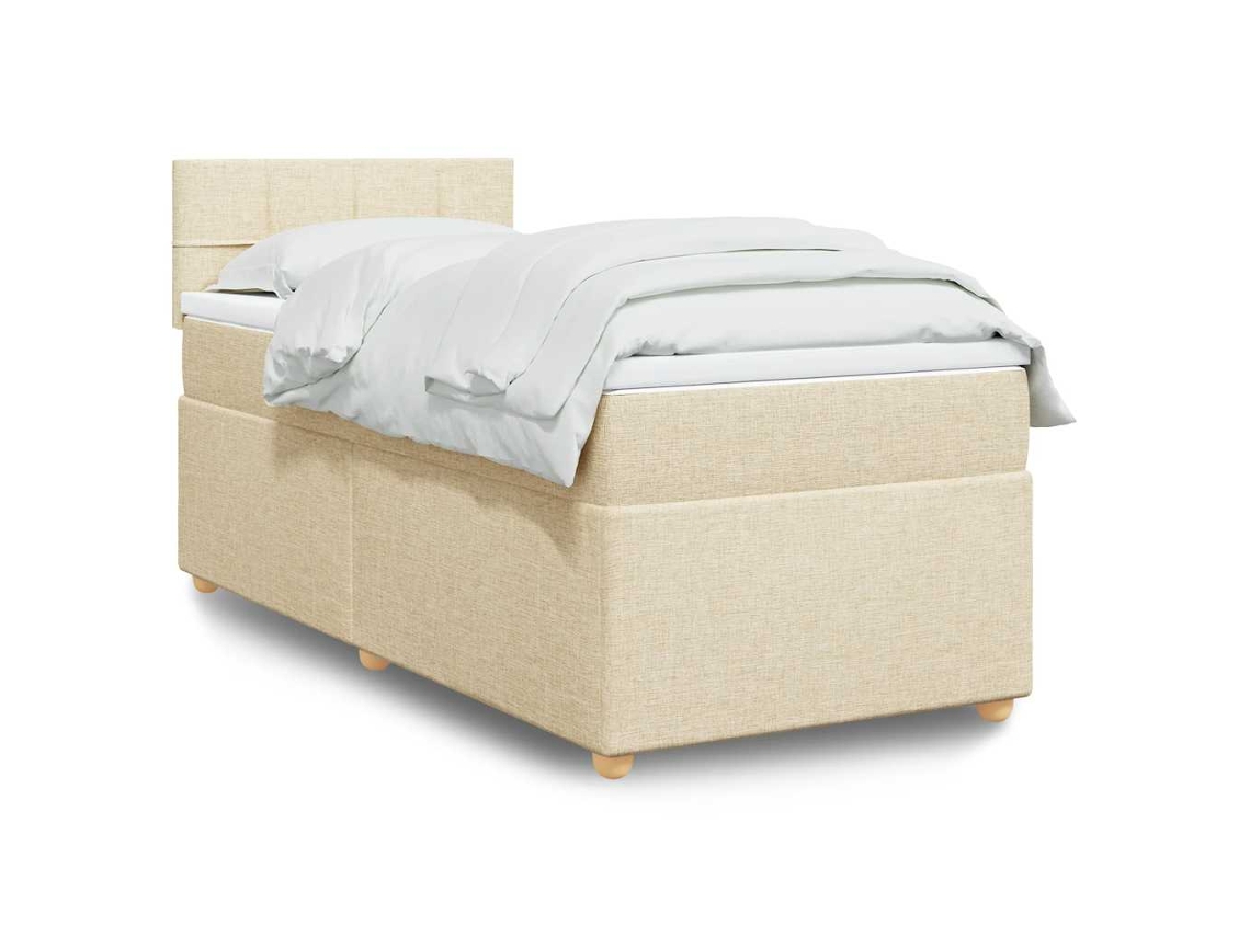Cama Com Molas/colchão 80x200 Cm Tecido Cor Crème