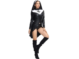 Fantasia de Freira em Couro Sintético para Halloween RNEMITERY