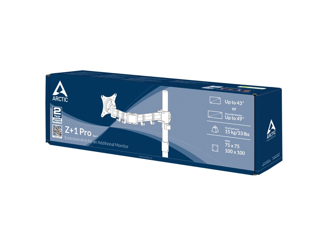 Braço de extensão Arctic Z1 Pro Gen 3 para um monitor adicional Arctic Cooling