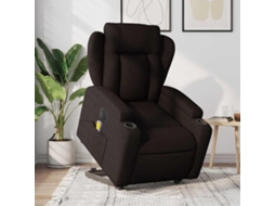 Vidaxl Poltrona Elétrica Elevatória Massagens Tecido Castanho-escuro