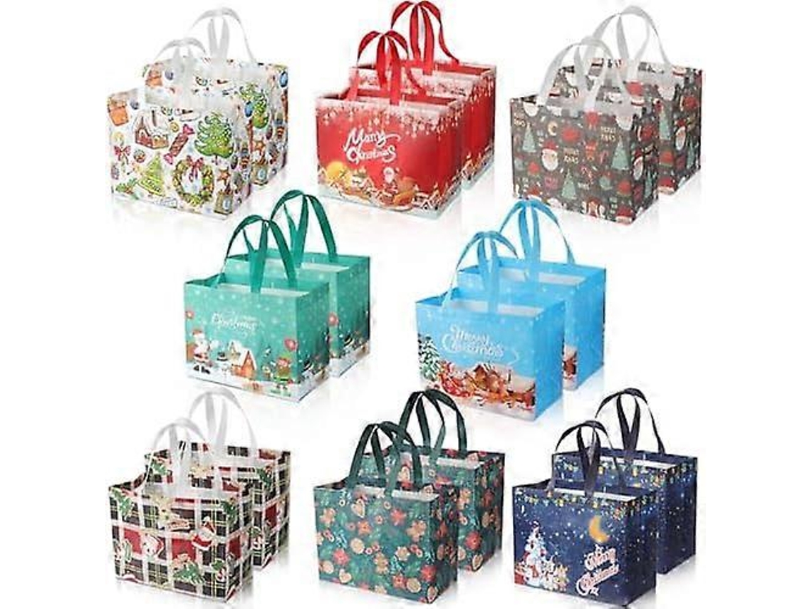 Sacolas De Natal Para Presentes, 16 Unidades, Reutilizáveis ​​​​para Lembrancinhas Natal, Impermeáveis ​​​​com Alças E Estampa Natalin Aquaforge