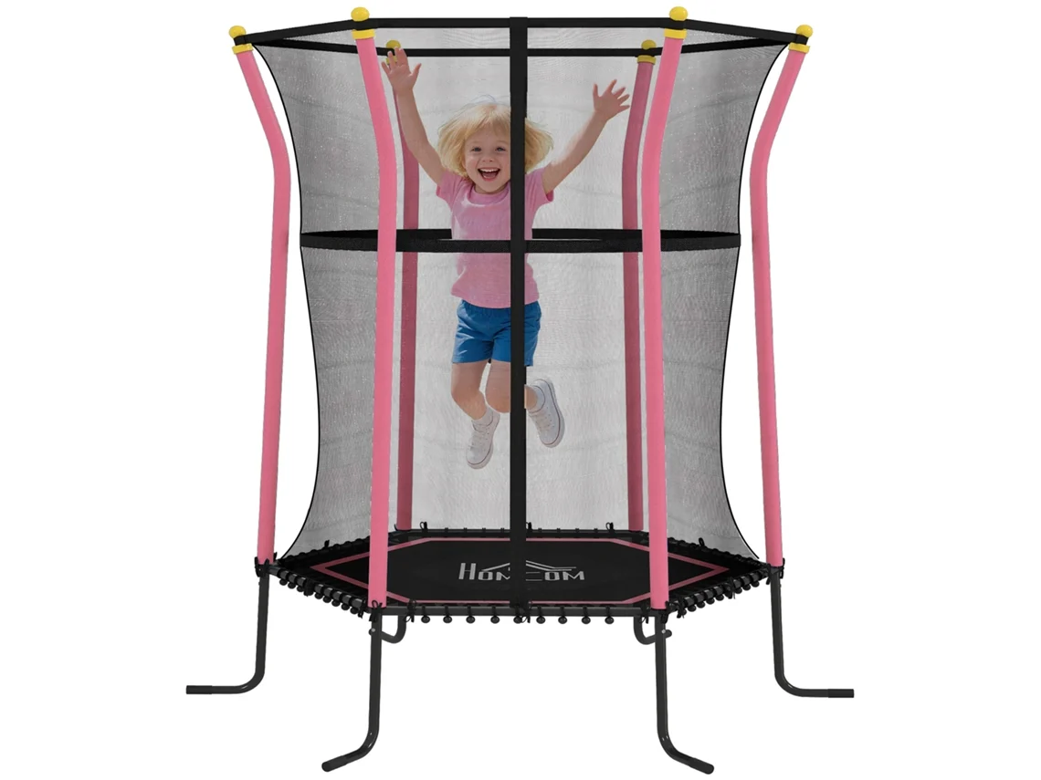 Trampolim Infantil, Ø163,5 Cm, Com Rede De Segurança, Acolchoado, Aço, Carregável Até 50 Kg-pt