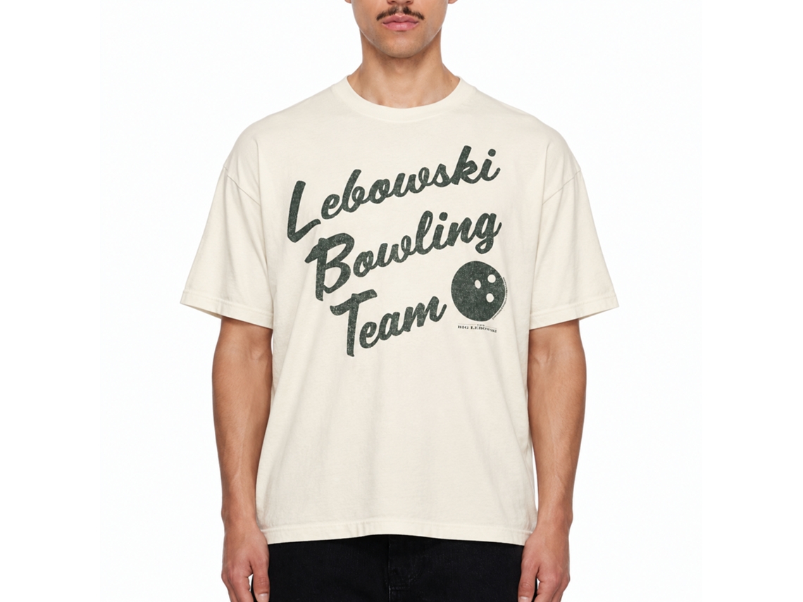 Rockinstone The Big Lebowski Bowling Team Solid Natural Adult T-shirt Size:xxxl