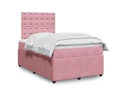 Vidaxl Cama Boxspring Com Colchão 120x200 Cm Veludo Rosa