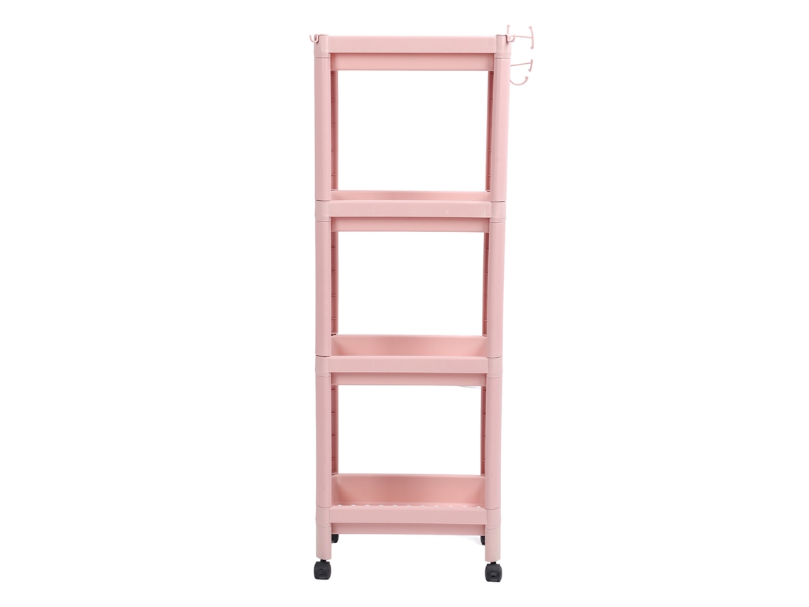 Prateleira de Banheiro Rosa 4 Camadas com Rodas