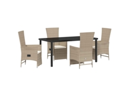 Maison Exclusive - Conjunto De Jantar Para Jardim Com Almofada 5 Pcs Bege Vime Pe