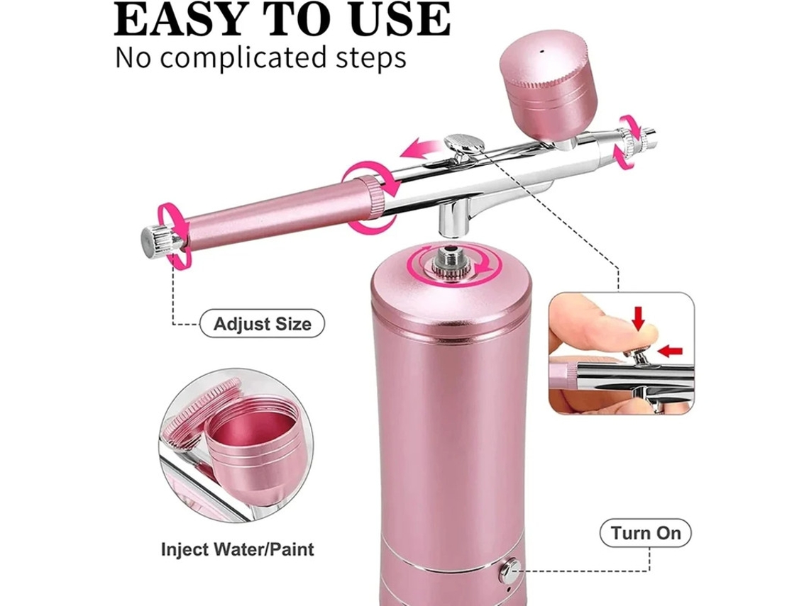 Aparelho De Injeção De Oxigênio De Hidratação Aerógrafo Adequado Para Corte De Cabelo Manicure Decoração De Bolos Maquiagem Pintura Rosa Yizhood