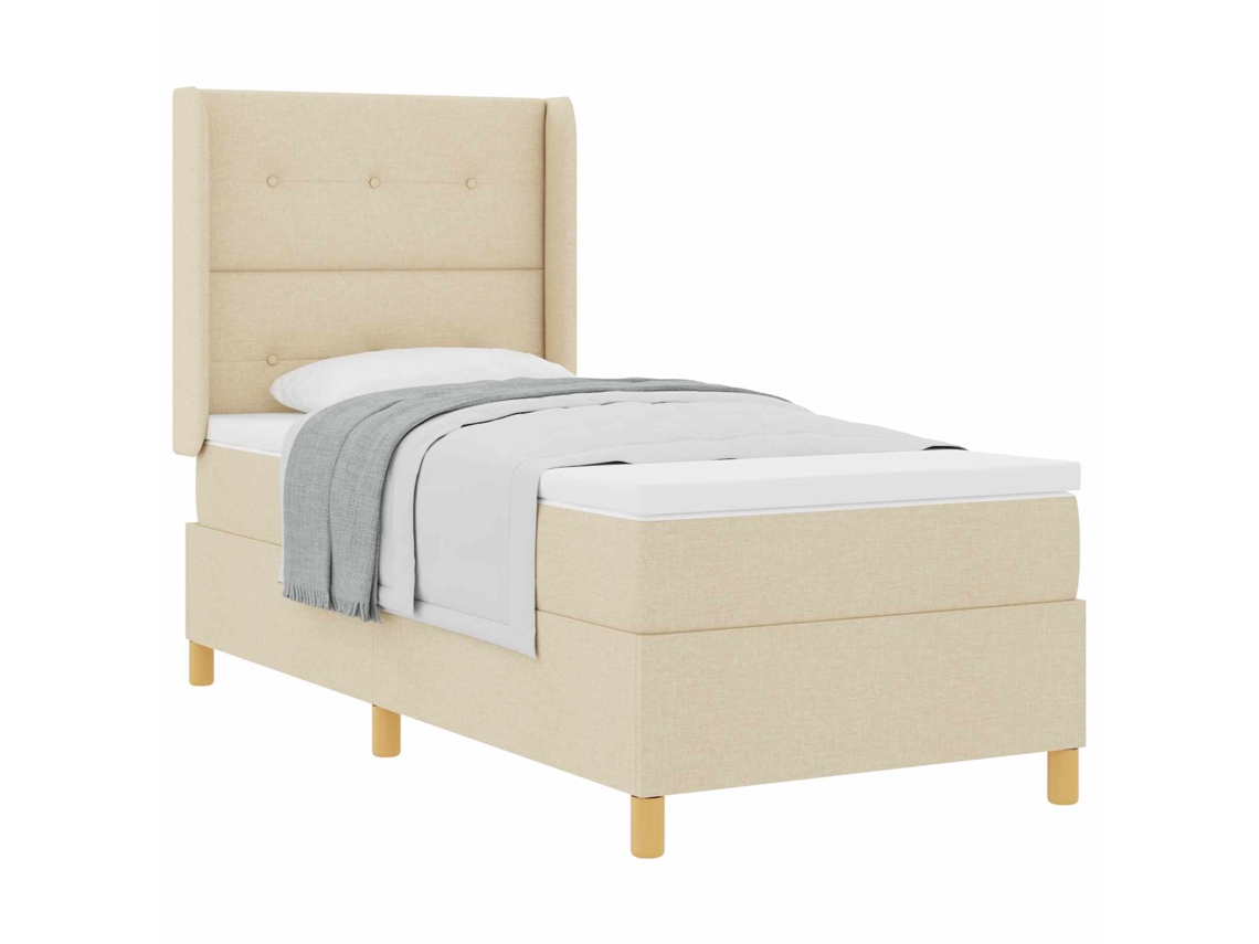 Conjunto 1 Cama Box Vidaxl Creme Tecido (100 X 200 Cm)