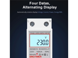 Wattímetro Digital Lcd Dds6619 008, Monofásico, Bifilar, Medidor De Consumo De Energia Elétrica, Kwh, Ca 230 V, 50 Hz Brilvibera